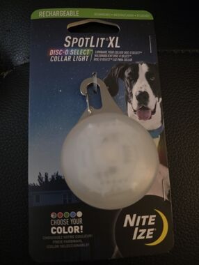 SpotLit XL Rechargeable Disc-O Select Collar Light - White